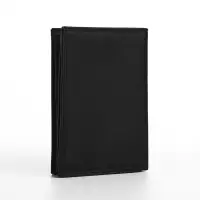 Портмоне мужское, без застёжки, 3 в 1, автодокументы, паспорт, чёрное