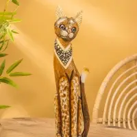 Сувенир «Кошка», 60×14×6 см, дерево, коричневый, МИКС