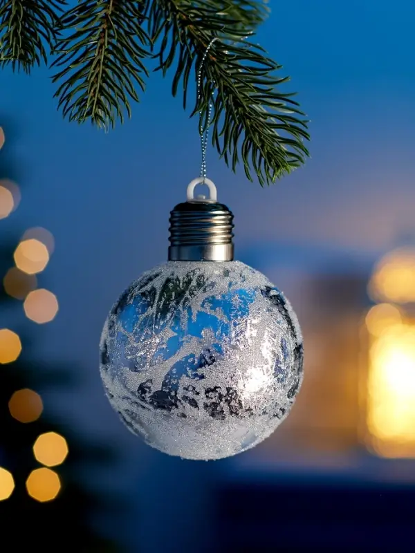 Елочный шар Елочный шар "Серебристый" 8 см, 1 LED, LR44x3 (в компл.), Т/БЕЛЫЙ