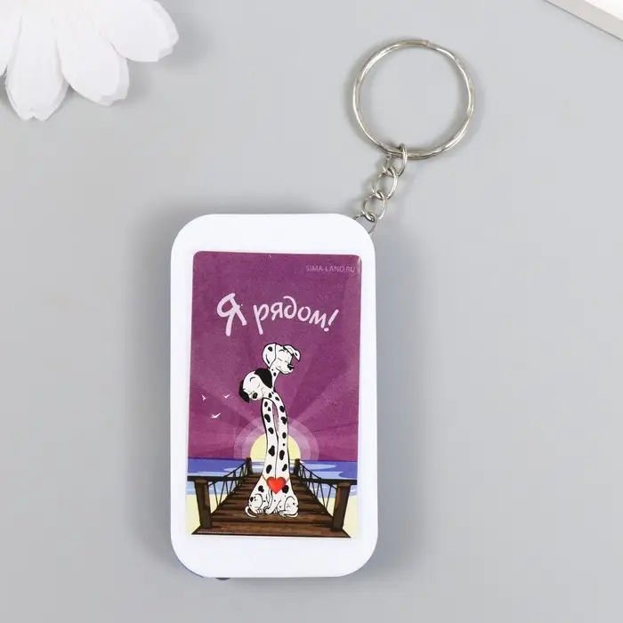 Фонарик брелок для ключей на кольце «Пёсики-далматинцы: Я рядом!», 6.5×3.5×1 см, МИКС Фонарик брелок для ключей на кольце «Пёсики-далматинцы: Я рядом!», 6.5×3.5×1 см, МИКС