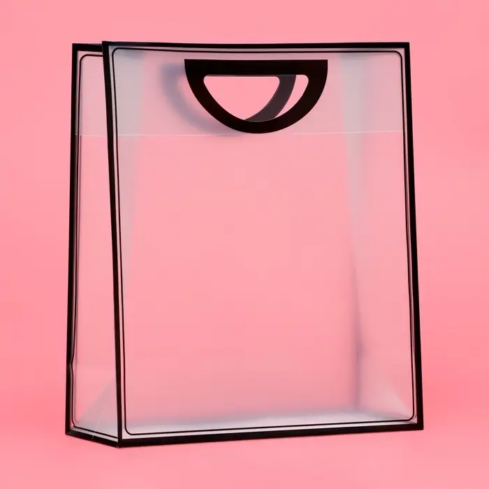 Пакет сумочка ПП с вырубной ручкой, прозрачный 33×28×12 см, черный Пакет сумочка ПП с вырубной ручкой, прозрачный 33×28×12 см, черный