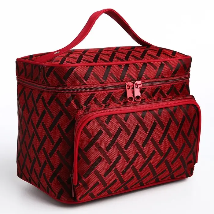 Косметичка на молнии, с зеркалом, цвет бордовый Косметичка на молнии, с зеркалом, цвет бордовый