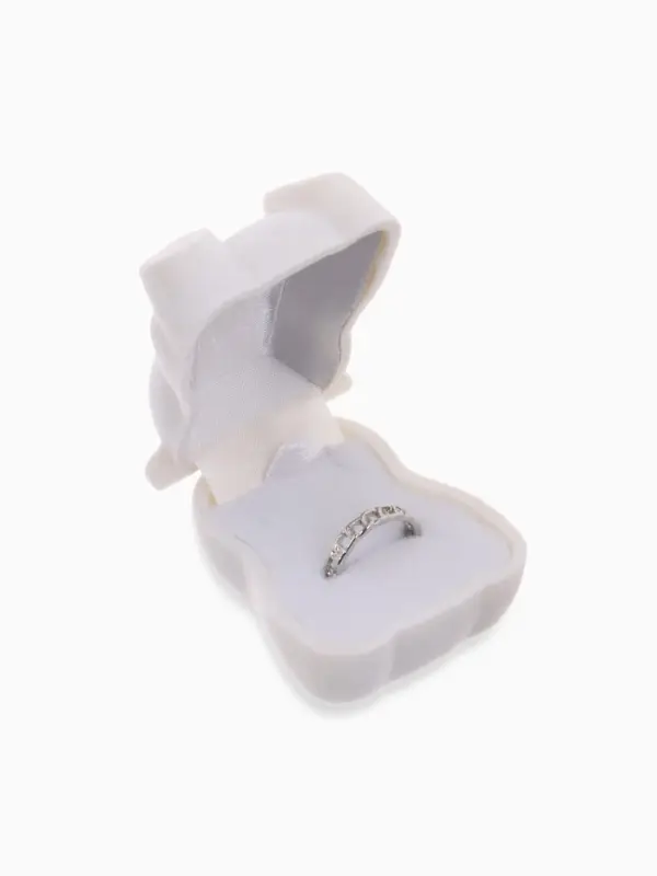 Футляр под кольцо, серьги &laquo;Мишка&raquo;, бархатный, 4.5&times;5&times;3.5 см, белый