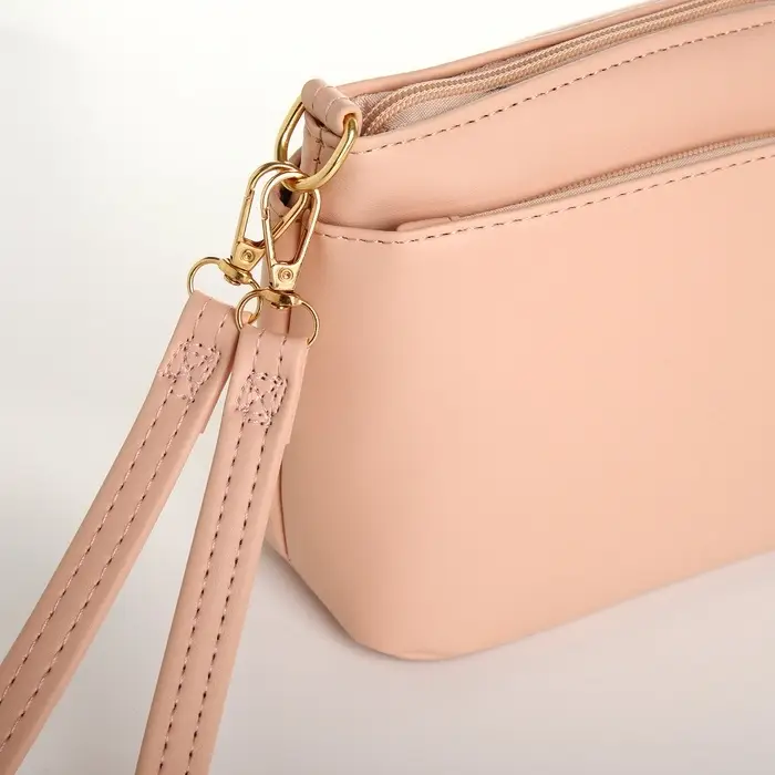Сумка женская кросс-боди на молнии, 23&times;9&times;15 см, пудровая