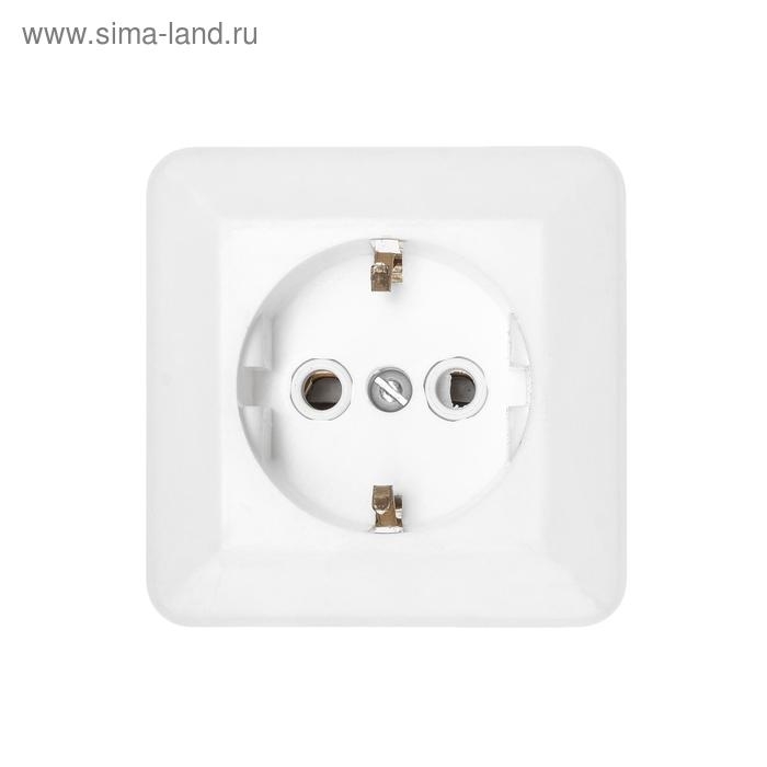 Розетка  Розетка "Элект" РА 16-102, 16 А, 250 В, одноместная, открытая, с з/к, белая