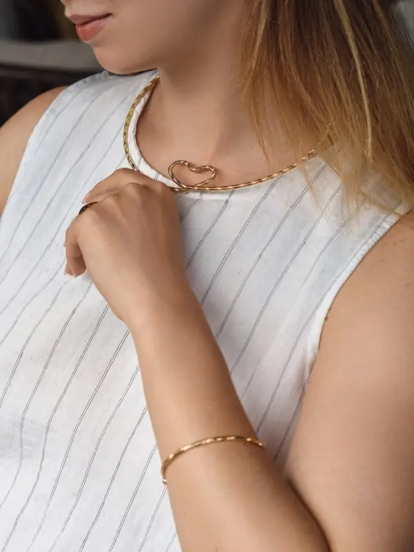 Набор 2 предмета: чокер, браслет &laquo;Обруч&raquo;, сердце, цвет золото