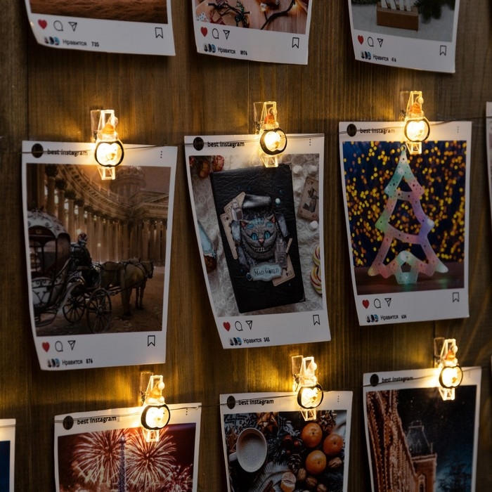 Гирлянда «Нить» 2 м роса с насадками «Прищепки-пингвин», IP20, серебристая нить, 20 LED, батарейки ААх2 (не в комплекте), свечение тёплое белое Гирлянда «Нить» 2 м роса с насадками «Прищепки-пингвин», IP20, серебристая нить, 20 LED, батарейки ААх2 (не в комплекте), свечение тёплое белое