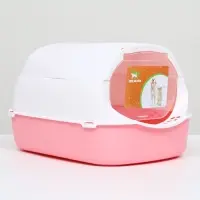 Туалет-домик 43&times;32&times;28 см, пластик, белый, розовый