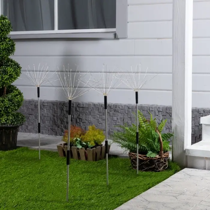 Садовый светильник &laquo;Одуванчики&raquo;, уличный, на солнечной батарее, 4 шт., 78 см, 320 LED, свечение мульти