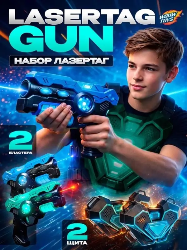 WOOW TOYS Игровой набор &laquo;Лазертаг&raquo;, 2 пистолета, 2 щита