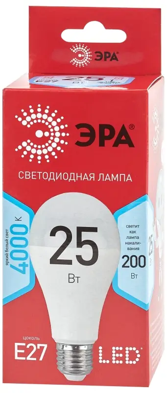 Лампа светодиодная LED 25 Вт 2000Лм 4000К груша нейтральный E27 220-240В LED A65-25W-840-E27 Red Line