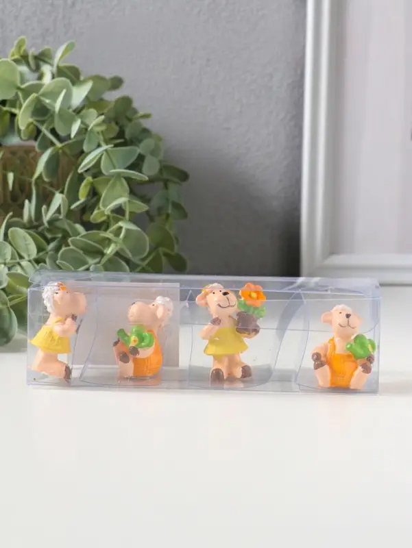 Сувенир полистоун "Барашки в огороде" набор 4 шт 1,5х2х4 см