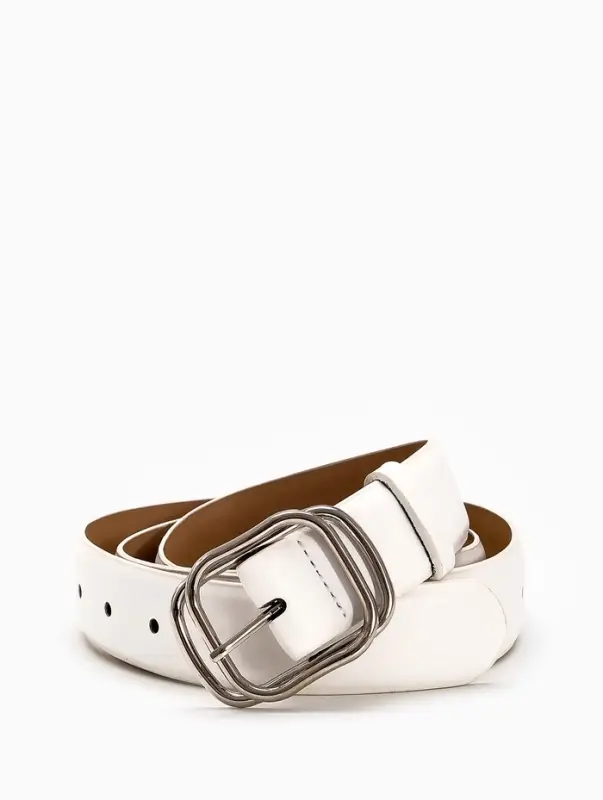 Ремень жен 06-01-02-01, Июнь2504, 3,2*0,3*110 см, без винта, пряж металл, 1 прокол, белый