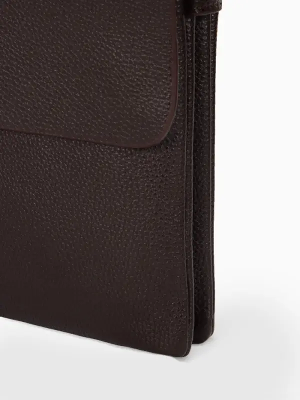 Сумка планшет мужская TEXTURA, 2 отдела на молнии, наружный карман, 23&times;4&times;26 см, коричневая