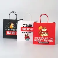Пакеты подарочные новогодние &laquo;Следующий год будет лучше&raquo;, набор 3 шт., 22&times;22&times;11 см