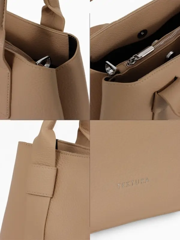 Сумка женская тоут TEXTURA на молнии, 32&times;12&times;24 см, бежевая