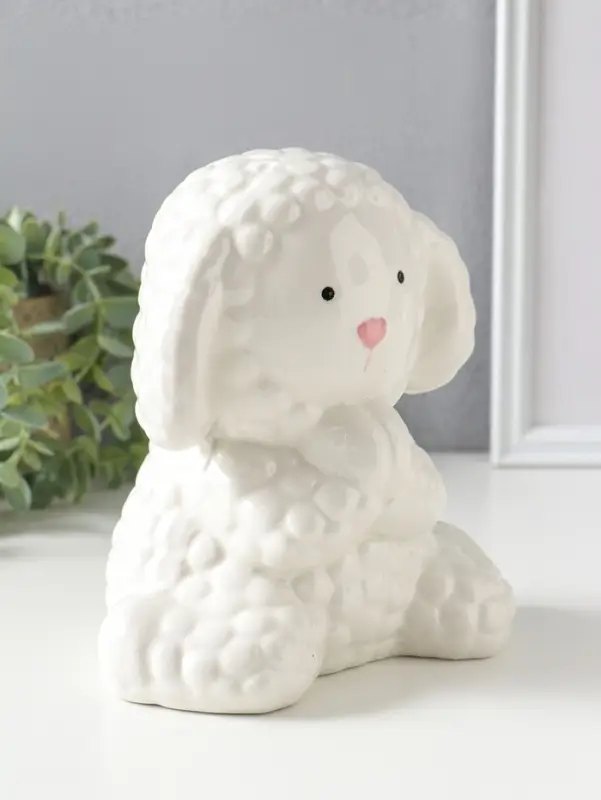 Копилка для денег керамика &laquo;Милый барашек с сердцем&raquo;, белая, 17&times;11&times;15.1 см