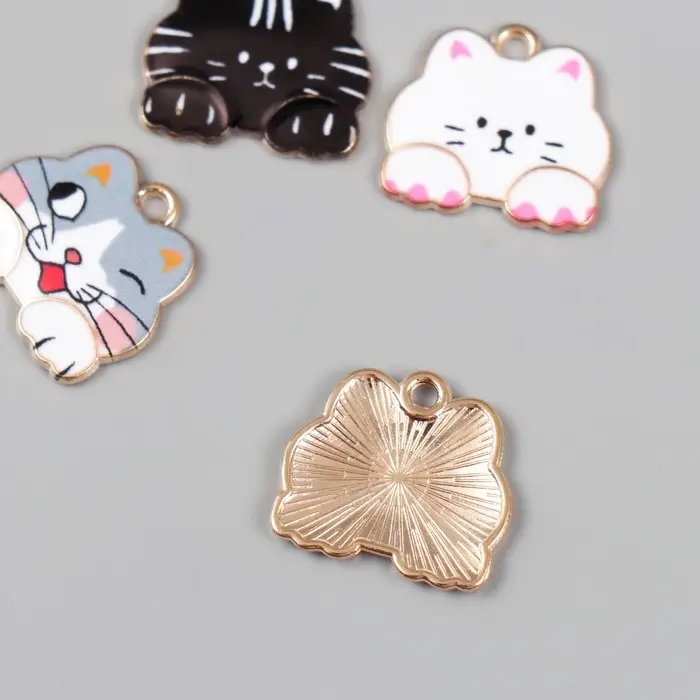 Декор для творчества металл "Котик" эмаль МИКС 1,7х1,8 см