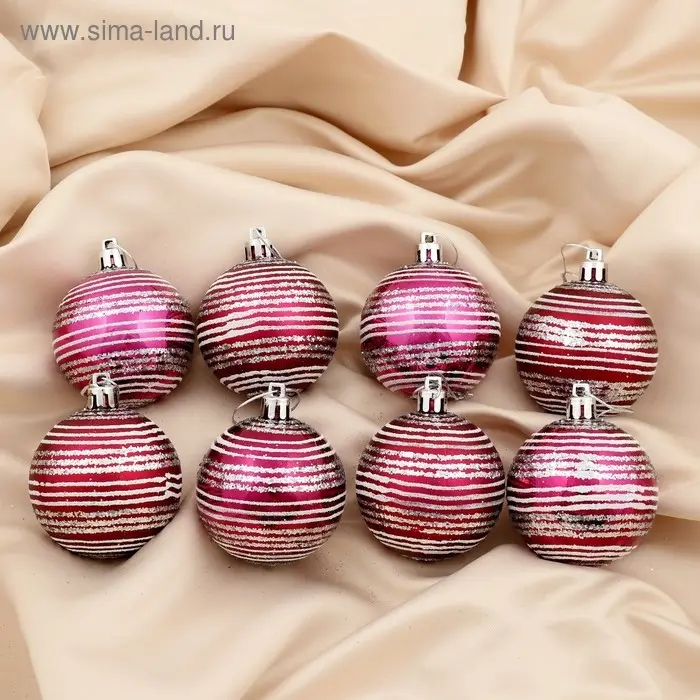 Ёлочные игрушки «Аллюр», шары новогодние, набор 8 шт., d=6 см Ёлочные игрушки «Аллюр», шары новогодние, набор 8 шт., d=6 см