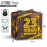 Коробка подарочная складная, упаковка, «С 23 февраля!», 12 х 12 х 12 см