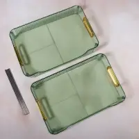 Органайзер для хранения, с ручками, 2 секции, 31&times;20&times;29 см, цвет зелёный, золотистый