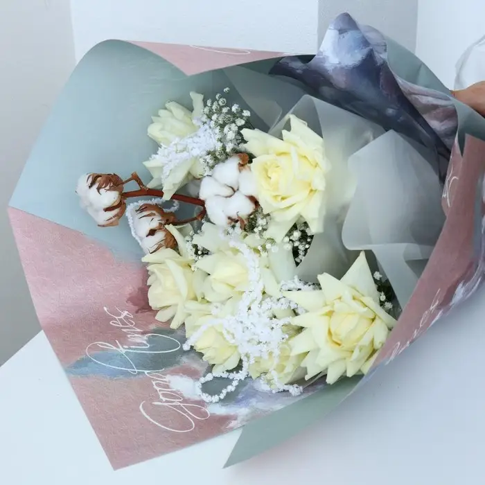 Бумага упаковочная для цветов двухсторонняя «Голубой лотос», 35 х 50 см