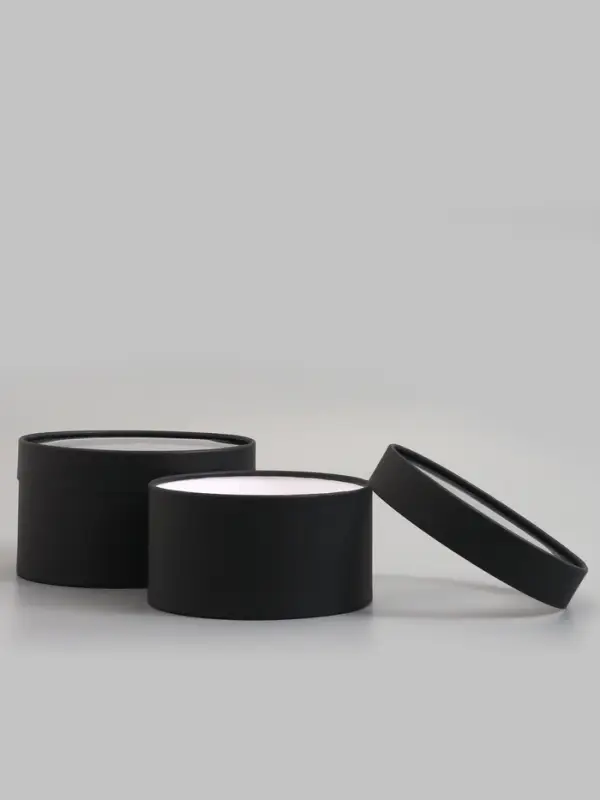 Набор подарочных коробок 2 в 1 круглых, черная, с окном, 21&times;11 - 18&times;10 см