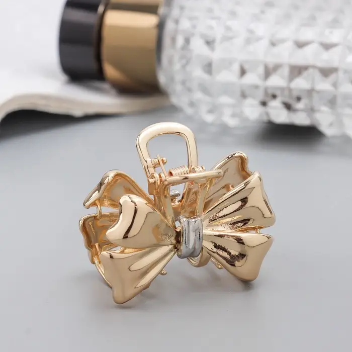 Крабик для волос &laquo;Хизер&raquo;, бант галант, 4.5 см, золотистый