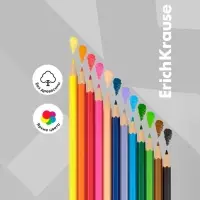 Карандаши 12 цветов, ErichKrause, пластик, шестигранные, 2.6 мм грифель, картонная упаковка, европодвес