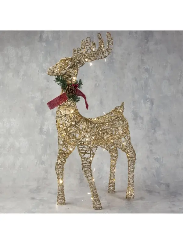 Светодиодная фигура &laquo;Олень золотистый&raquo; 50&times;85&times;18 см, металл, 220 В, свечение тёплое белое