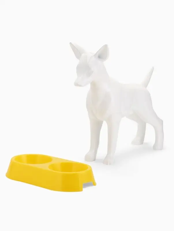 Миска двойная, 2&times;380 мл, 29.5&times;16.5&times;5 см, пластик, жёлтая перламутровая