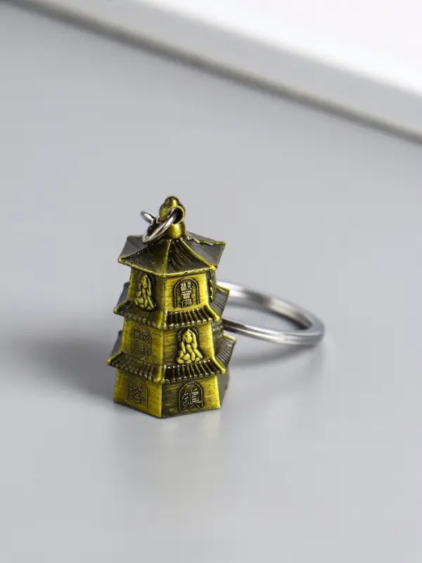 Брелок металл нэцке Брелок металл нэцке "Пагода 3 яруса"бронза 3,8х2,5х2,2 см