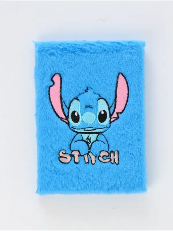 Пушистый блокнот и ручка многоцветная Стич, голубой Пушистый блокнот и ручка многоцветная Стич, голубой