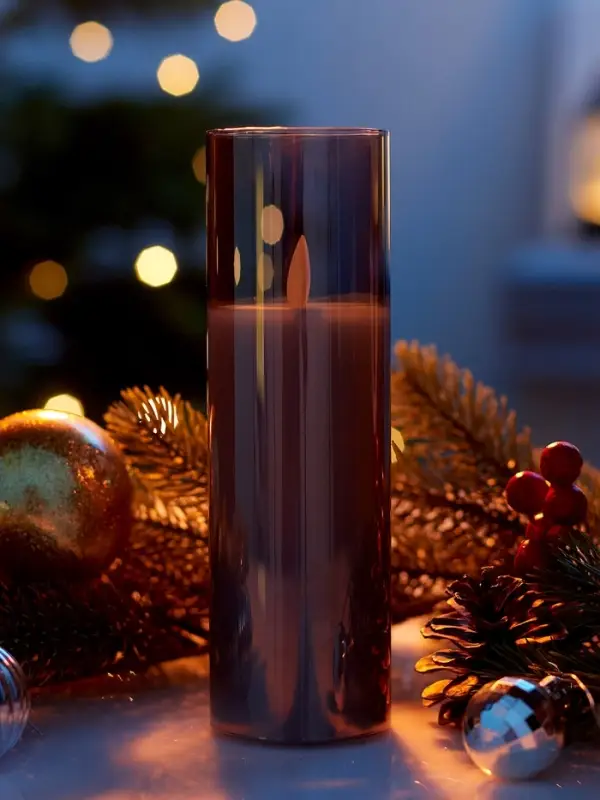 Светодиодная свеча &laquo;Серебристая&raquo;, 16&times;5.5 см, от батареек AAx2, свечение тёплое белое