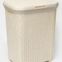 Корзина бельевая, 60 л, 34.6&times;44.5&times;56 см, с крышкой, слоновая кость