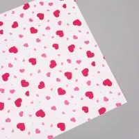 Пленка для цветов, "Сердца на белом", барби, 57х57 см