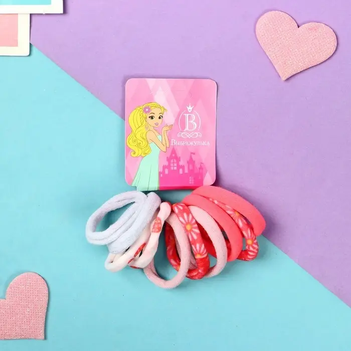 Резинка для волос  Резинка для волос "Синди" (набор 10 шт) клубника блеск, 4 см