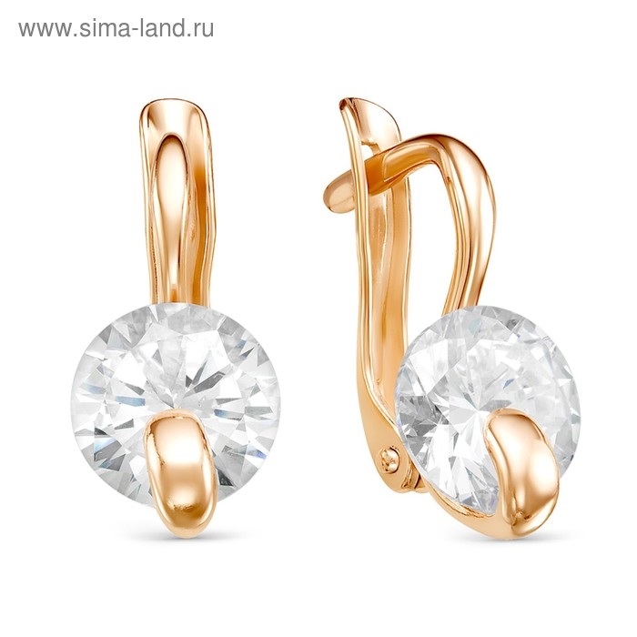 Серьги «Вальс» розовое золочение, цвет белый Серьги «Вальс» розовое золочение, цвет белый