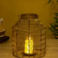 Подсвечник фонарь со стеклянной колбой 20х20х26 см, d 9 см, металл, цв. золото