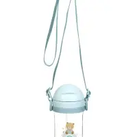 Поильник - непроливайка детский с силиконовой трубочкой и грузиком, от 9 мес., 350 мл., на ленте, цвет голубой, Крошка Я