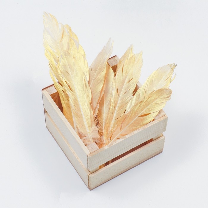 Перья для декора, золото полная окраска , 13-15 см 10 шт