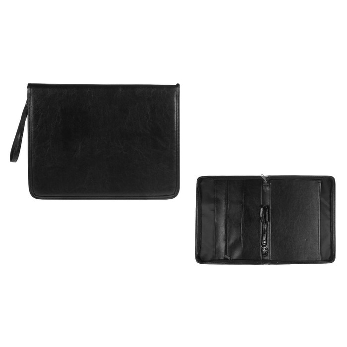 Пaпка деловая, искусственная кожа, для бумаг, 360 х 260 х 30 мм, 6Д041 Пaпка деловая, искусственная кожа, для бумаг, 360 х 260 х 30 мм, 6Д041 "Люкс", чёрная (ручка-петля)