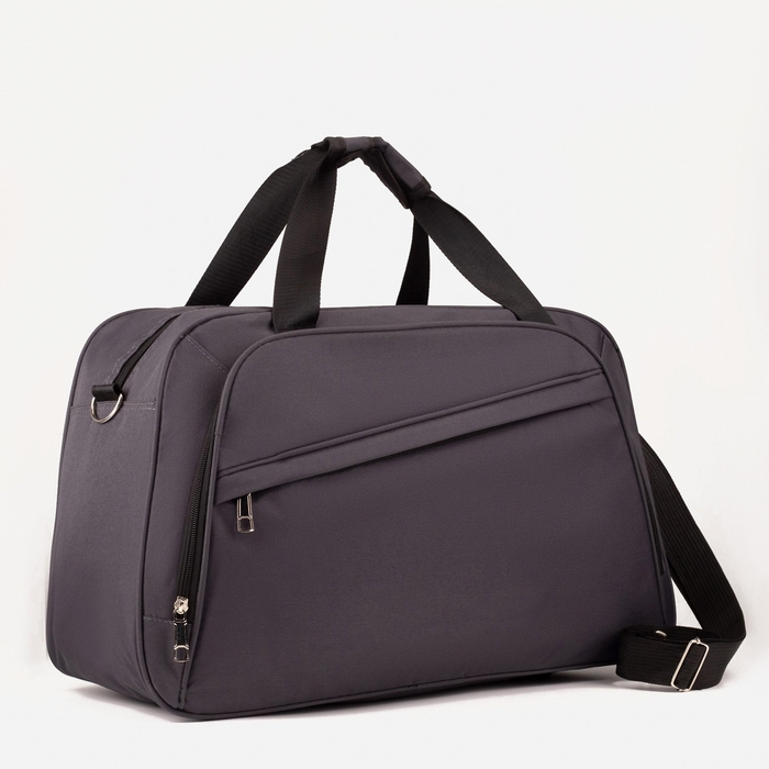 Сумка дорожная на молнии, 2 наружных кармана, держатель для чемодана, длинный ремень, цвет серый Сумка дорожная на молнии, 2 наружных кармана, держатель для чемодана, длинный ремень, цвет серый