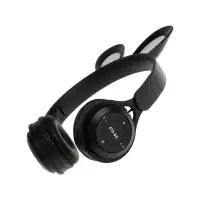 Наушники детские, беспроводные, накладные, с ушками зайца, Y08R, Bluetooth 5.1, с микрофоном, с подсветкой, 400 мАч, чёрные