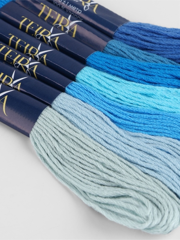 Набор ниток мулине хлопок 8±1м (наб 7шт цена за наб) cпектр синий TR Набор ниток мулине хлопок 8±1м (наб 7шт цена за наб) cпектр синий TR