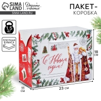 Пакет - коробка «Дедушка Мороз», 23 х 18 х 11 см