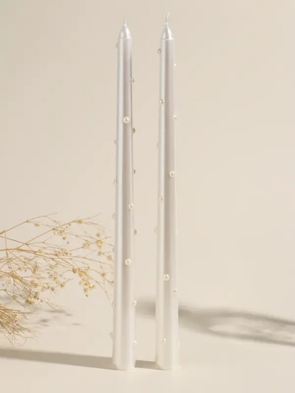 Набор свечей античных, 2,3х30 см, 2 шт "Белый жемчуг" 7,5х33,5х2,5 см