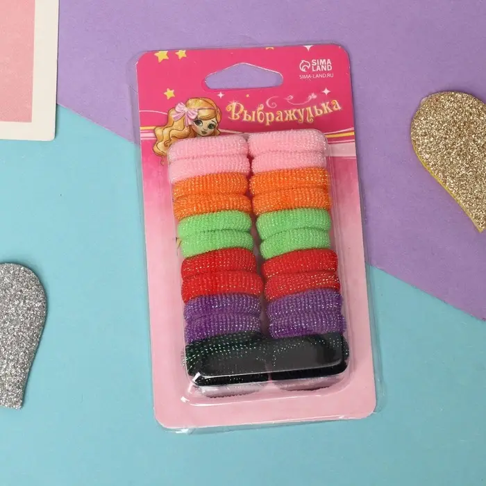 Резинка для волос "Махрушка блеск" (набор 24 шт) 2 см