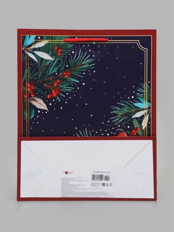 Пакет подарочный &laquo;Снегирь на ветке&raquo;, 26&times;12&times;32 см