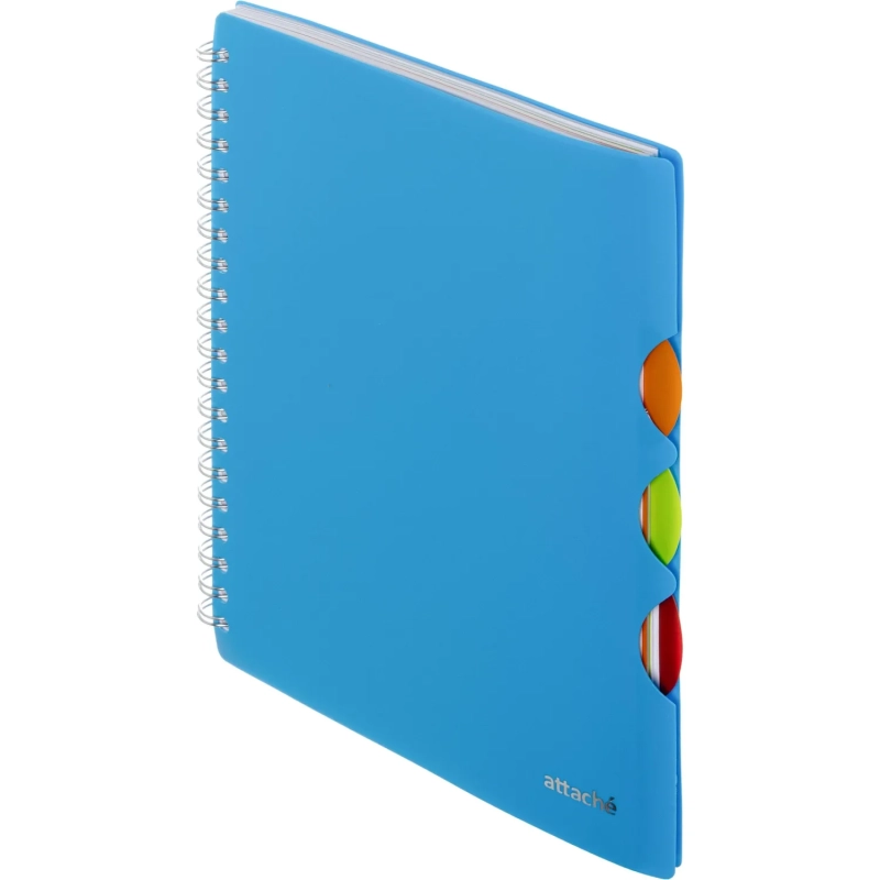 Бизнес-тетрадь Attache&nbsp;А4,100л,кл,спир,обл.пластик,с разделителями,голубой